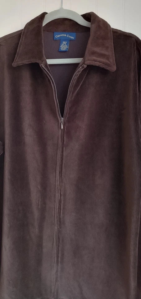 Charter Club Zipped Jacket Brown Corduroy Size Large - Image 2 of 4