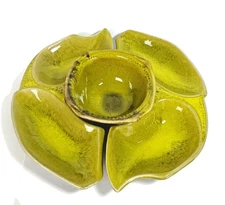 Vintage California Originals Pottery Chip and Dip USA 3 piece Green Brown 1033