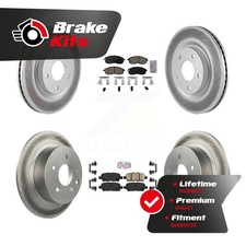 Front Rear Ceramic Pad & Coated Disc Brake Rotor Kit For 2017-2019 Nissan Sentra