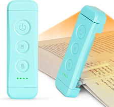 Blue USB Rechargeable Clip-On LED Book Light 3 Modes 5 Brightness Reading Lamp