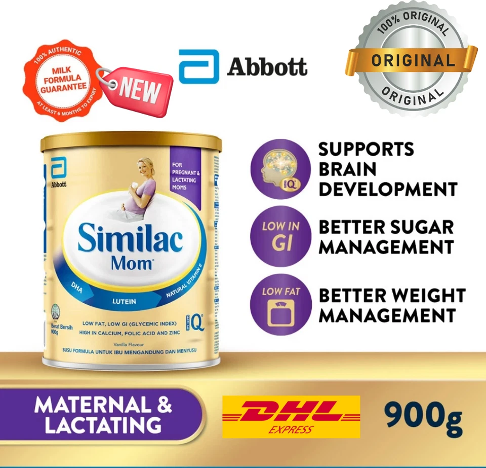 4 件 ABBOTT Similac 妈妈奶粉 900 克 – DHA、清真 – 通过 DHL 快速发货 — 第 2/4 张图片