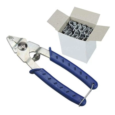 Hog Ring Pliers with 600Pcs M Nail Clips for Chicken Quail Pigeon Pet Cage Poult - Picture 1 of 9