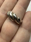 Vtg Sterling & 14k Gold Ring Twisted Rope Croissant Style Ring Size 8.5 - 5.2g