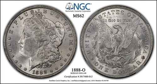 1888-O Morgan Silver Dollar NGC MS62 New Orleans