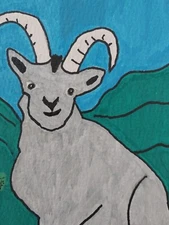 GAT PAINTINGS IMPRESSIONISM ORIGINAL COLLECTIBLE WHIMSICAL ANIMALS GOAT ART