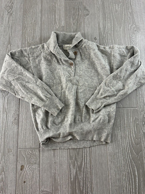 Patagonia Women's Gray Sweater Fold Over Collar Buttons Size M