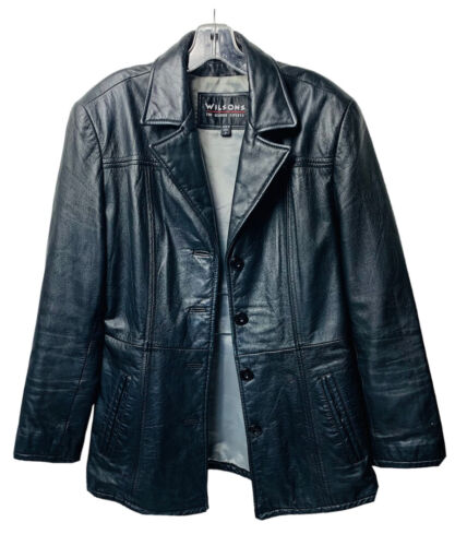 VTG 70s Wilsons Leather Jacket Women’s Black Notc… - image 1