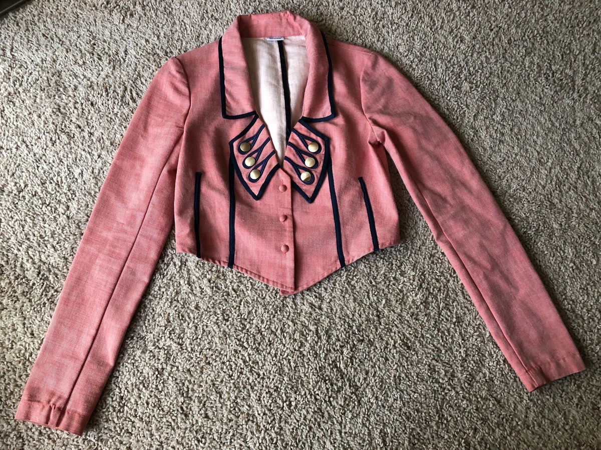 Sass Bide Australia Crop Band Jacket Military Woman US Size 2 EU 38 Red Navy