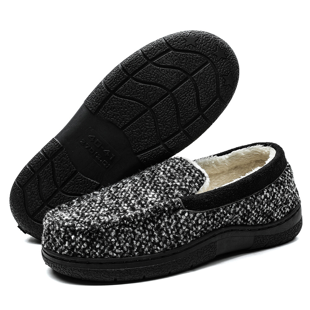 APL Men Moccasin Slippers Plush Home Shoes Comfortable Non Slip for Autumn Winter