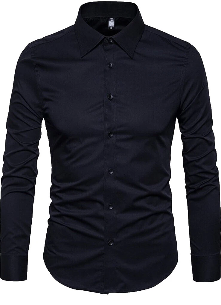 Slim Solid Casual Button-Down Shirts for Men