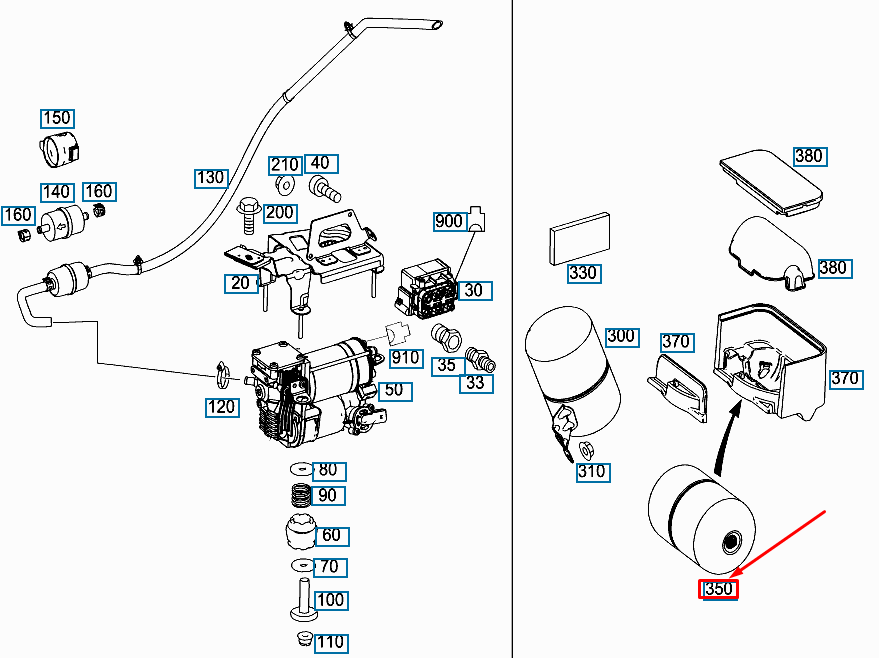 MERCEDES-BENZ GLE W166 Air Pressure Reservoir A1663200415