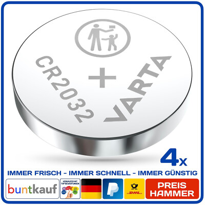 4x Varta CR2032 CR 2032 3V Batterien Knopfzellen 4 Stück