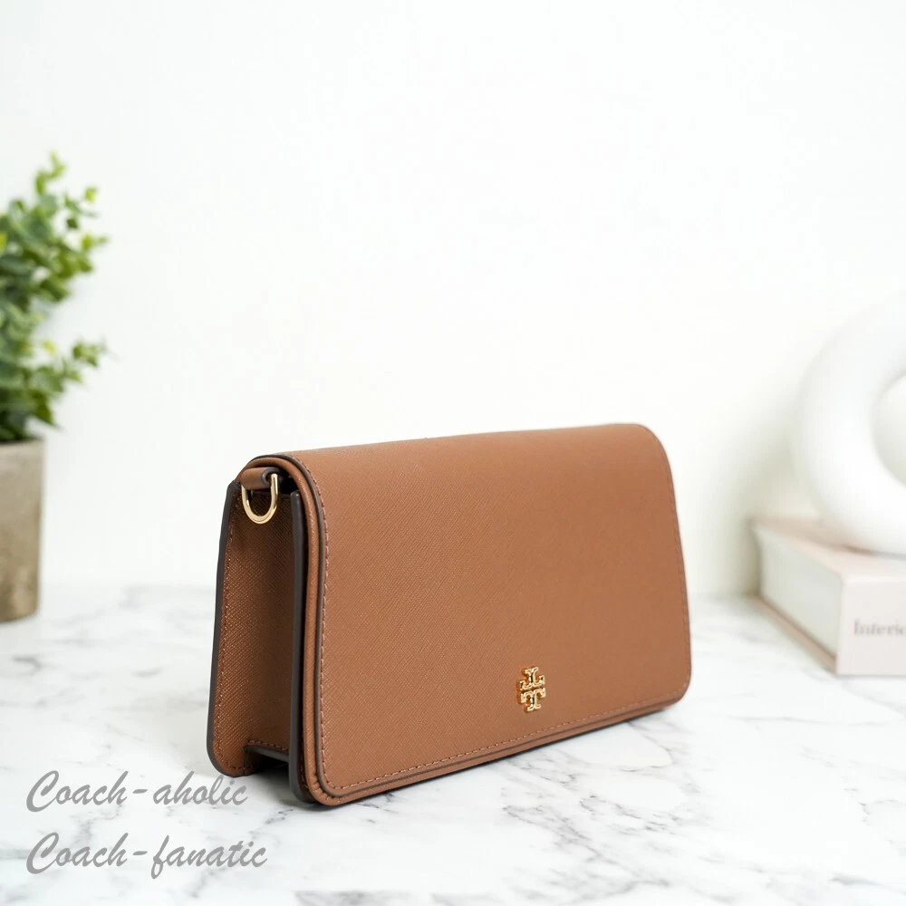 Borsa a tracolla nuova con etichette Tory Burch Emerson Saffiano mini pochette 159463 alce