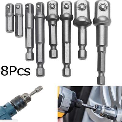 8PCS Socket Bits Adapter Set Hex Drill Nut Driver Power Shank 1/4" 3/8" 1/2"
