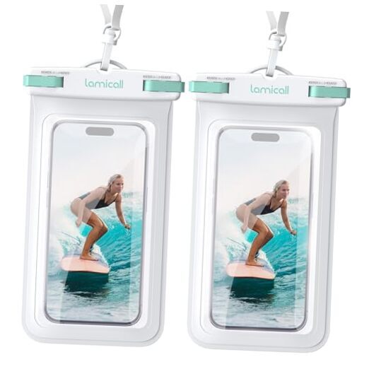 2 Pack Waterproof Phone Pouch Case - [Easy Lock & Heavy Duty] Sky White-7