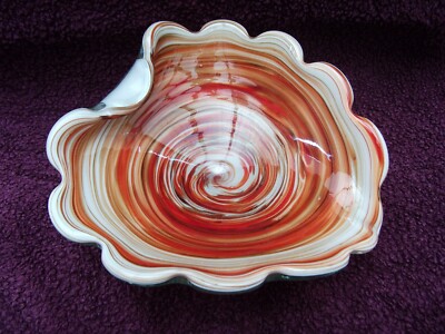 Vintage Murano Avem Art Glas Blatt Schale Handarbeit von Lavorazione Italien, top