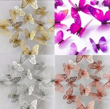 12Pcs, 3D Butterflies Wall Decals, Self Adhesive Stickers Decoration For Walls