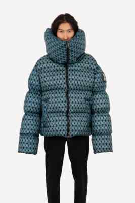 Xumu Green Geometric Pattern Giant Puffer Coat | eBay