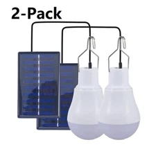 2pc Portable Solar Panel Powered LED Lights Bulb Light Tent Lamp Camping Outdoor