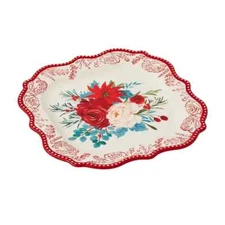The Pioneer Woman Wishful Winter/Cheerful Rose Stoneware Tray/Platter 12.5"