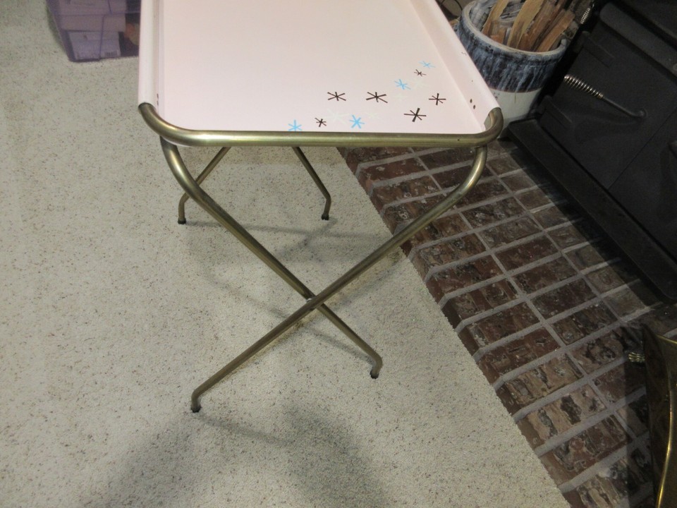 Pink Atomic MCM METAL TV Tray eBay