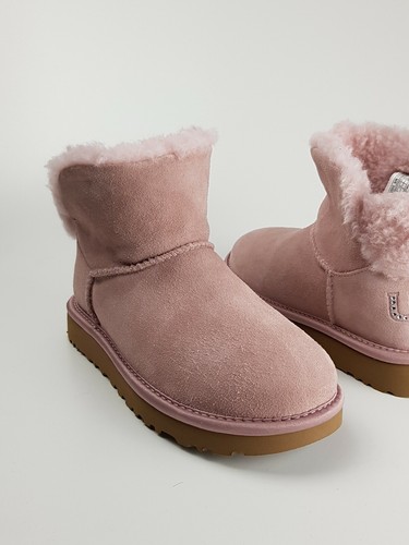 UGG ANKLE BOOTS UK 3 WOMENS PINK CRYSTAL CLASSIC BLING MINI SUEDE LTHR RRP £165 - Picture 7 of 12
