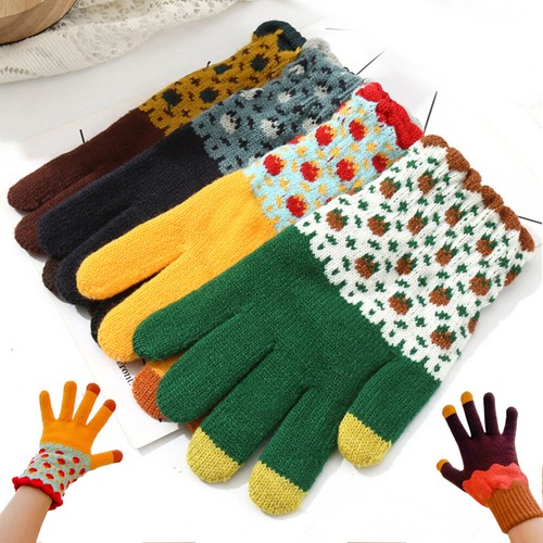 Gants Chauds Pour Enfants Dautomne Dhiver - Gants Tricotes Chauds De Cyclisme Epaissis - Gants