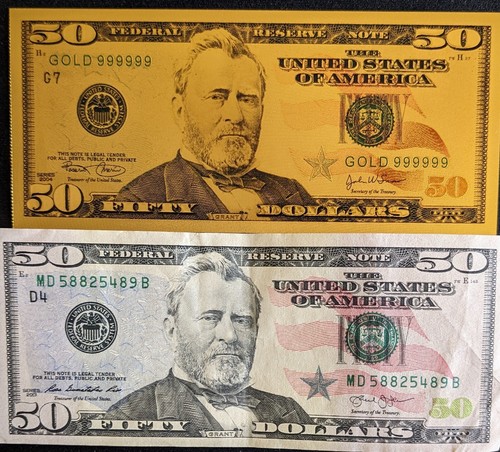 24K GOLD $50 Dollar Bill 2004 Series Collectible Novelty Collection Note Gift - Picture 2 of 2