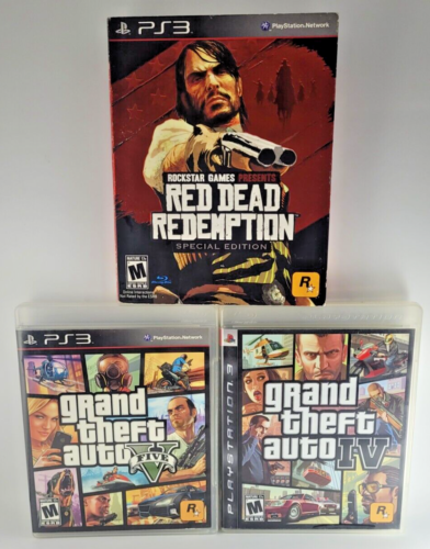 Lote de 3 juegos Rock Star, Red Dead Redemption SE, GTA V, GTA IV (PS3) Probado - Imagen 1 de 6