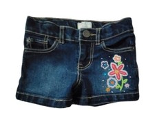 Children's Place Girls Denim Stretch Shorts Embroidered Flowers Size 5