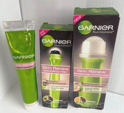 GARNIER Skin Renew Awakening Face Massager, Eye Roller + Regenerating Cream