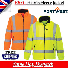 Portwest Hi Vis Mesh Lined Fleece Safety Work Wear Jacket Winter Cold Wind F300