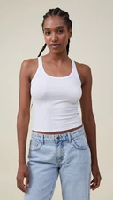 Cotton On Women's Staple Rib Scoop Neck Tank Basic Top White Size Medium M NEW