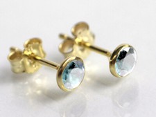 585 ECHT GOLD  *** Blautopas Ohrstecker 4,5 mm Ø