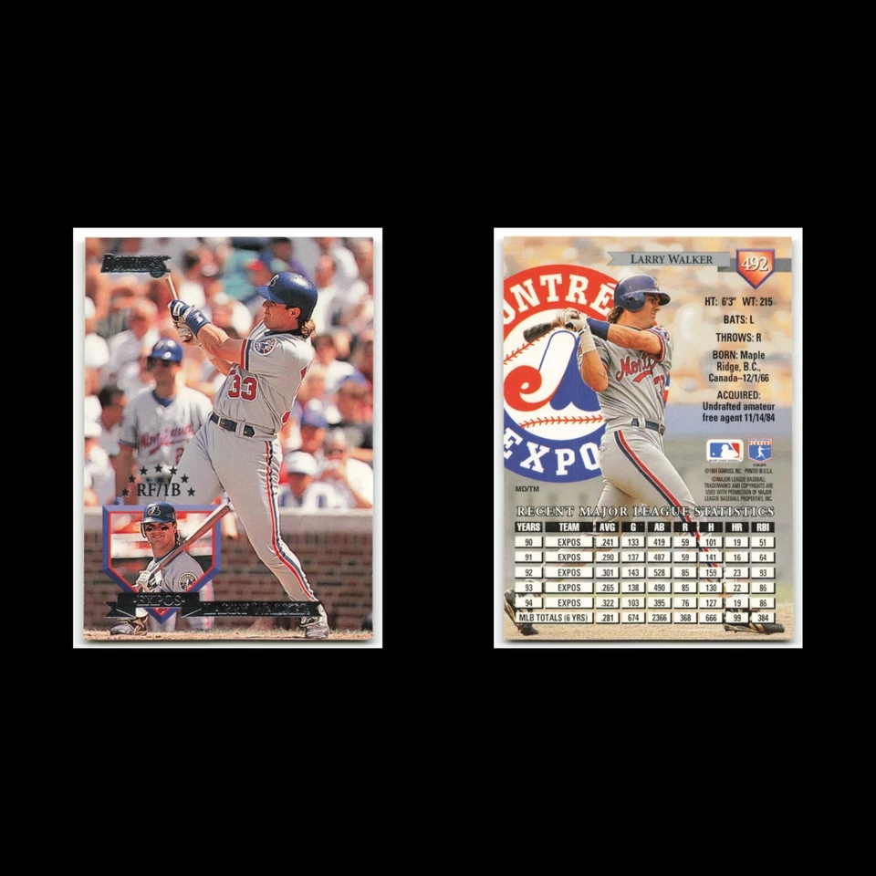 Larry Walker #492 1995 Donruss Montreal Expos Baseball Card MLB NM - Image 3 of 3