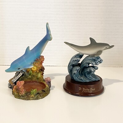 Beautiful Ceramic Dolphin Statues Lot Of 2