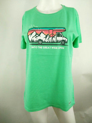 Life is Good Women S/S Crusher Lite Tee The Great Wide Open Green Medium 77742