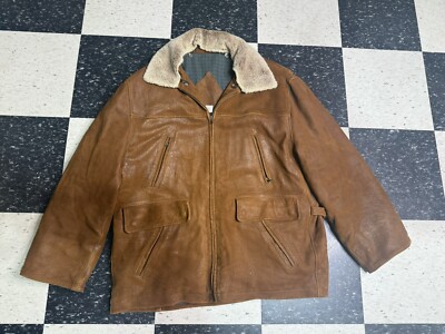 vintage sheepskin leather Jacket ムートン Vintage J.J. Farmer Suede Shearling Collar Bomber Jacket Made In