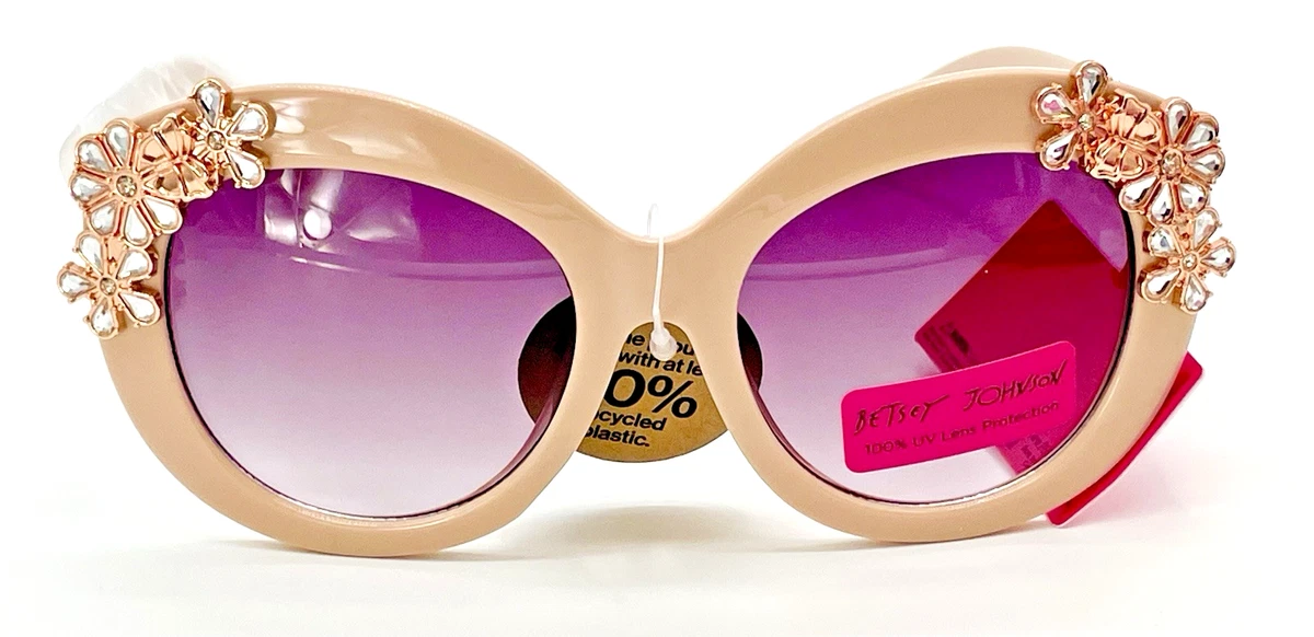 Gold Cat-Eye Sunglasses with Pink Floral Case Stylish Protection with UV-Blocking floral cat eye  main image 4