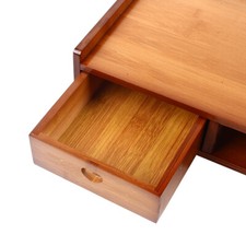 Sturdy Bamboo Monitor Stand Riser with Drawers - Space-Saving Organizer