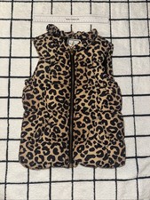 Gymboree girls cheetah puffer vest size S 5/6 with pockets adorable