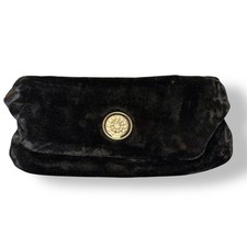 GDK Vintage Black Velvet Clutch Purse Rhinestone Closure Classy Evening wear
