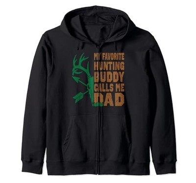 My Hunting Buddy Calls Me Dad Deer Hunter Accessories Zip Hoodiefrom JP