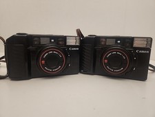 Canon Sure Shot Vintage 35mm Film Lot Of 2, Battery Stuck In 1, 2 Has Corrosion