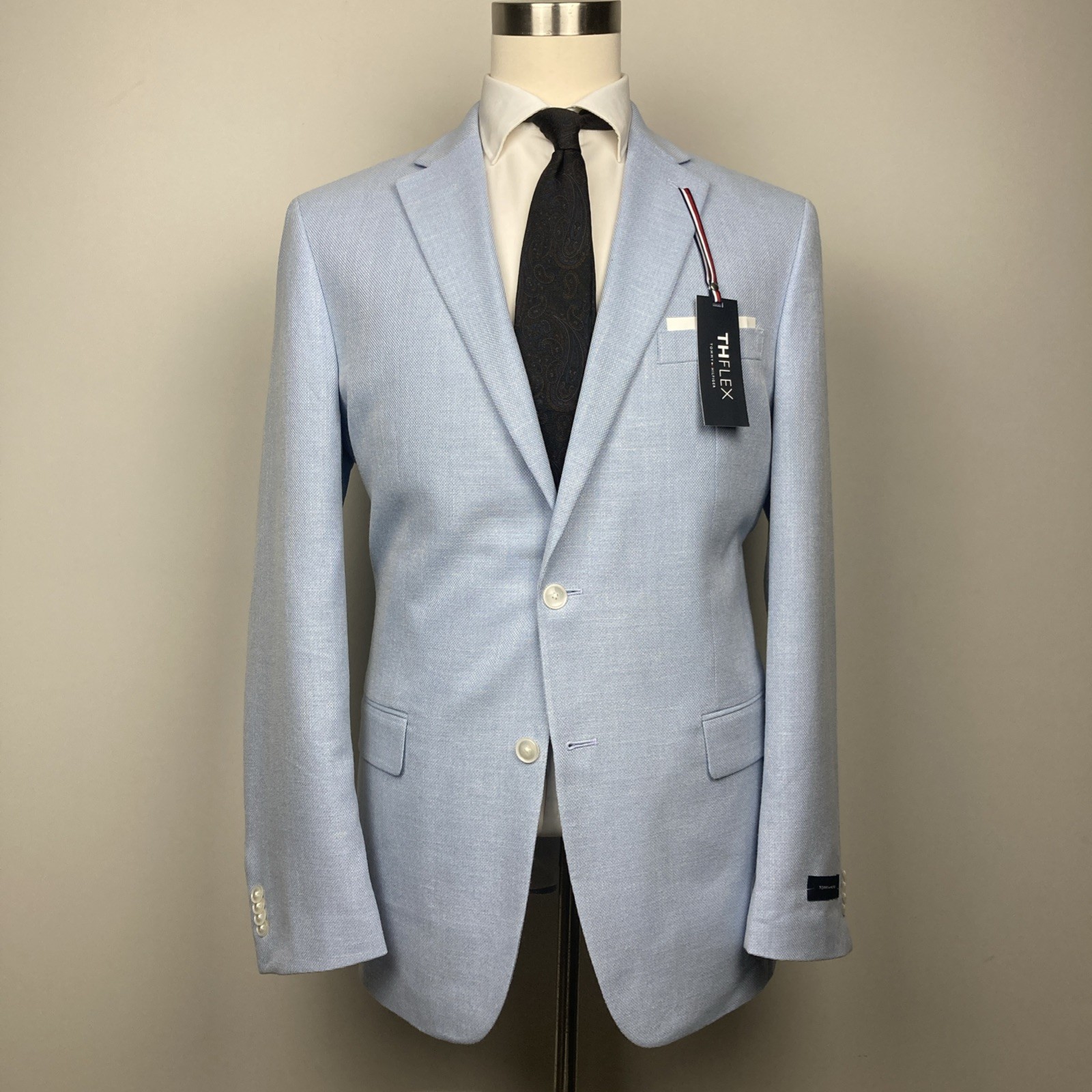 Tommy Hilfiger Mens Modern fit Sport Coat Blazer 40R Light Blue Solid Stretch