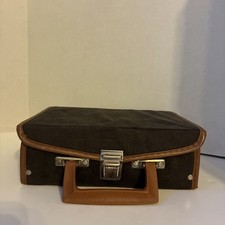 Service MFG Co Brown Briefcase Cassette Holder for 12 Tapes Compact Storage