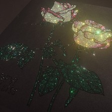 1x Rose Flower Crystal Applique Iron-On Transfer Rhinestone Patch DIY Craft Chic