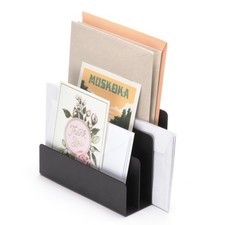 Desktop Mail Organizer 3Slot Black Metal Letter Holder Bill Sorter Office Home