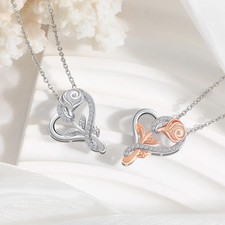 Heart-Shaped Rose Gold Necklace Beautiful Two Tone Color Pendant Charm For Her
