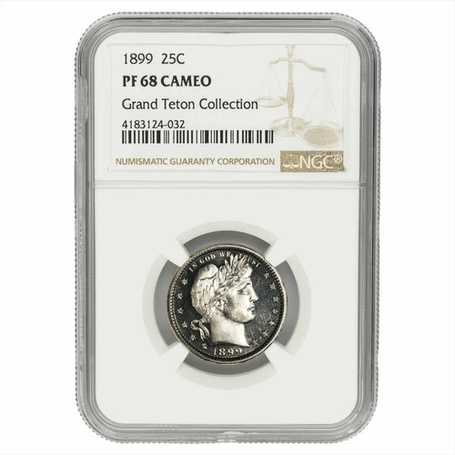 1899 Barber Quarter 25C Grand Teton Collection NGC PF 68 CAMEO